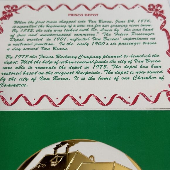 Van Buren Depot 1995 Gold Tone Train Station Ornament Collectible Rare Vintage - Picture 3 of 9